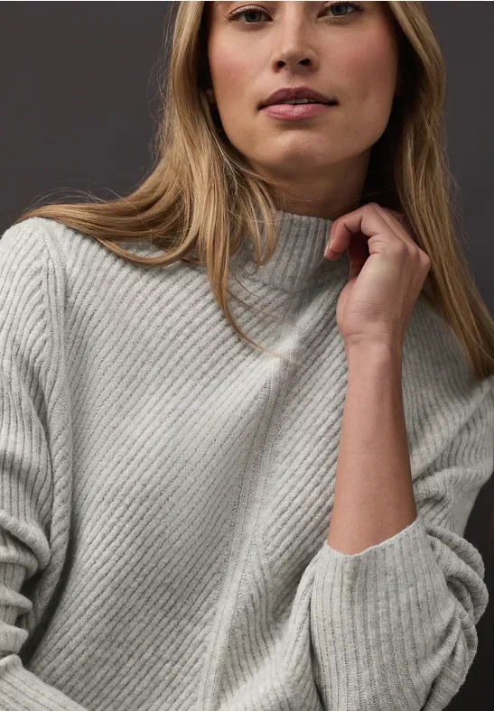 Street One Frauen Softer Strukturpullover in Grau, Gr: 40