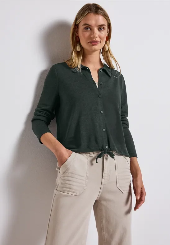 Street One Frauen Leinen-Look Jacke in Grün, Gr: 46