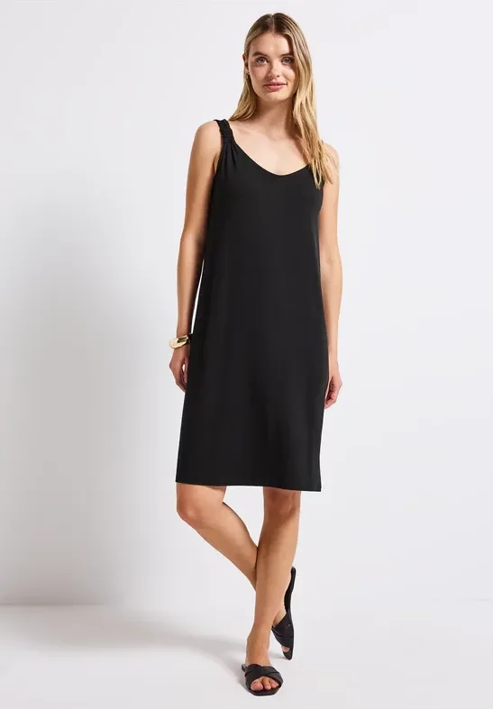 Street One Frauen Kleid mit Knotendetail in Schwarz, Gr: 34