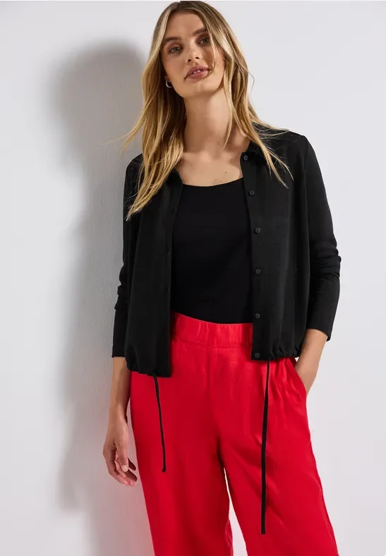 Street One Frauen Leinen-Look Jacke in Schwarz, Gr: 36