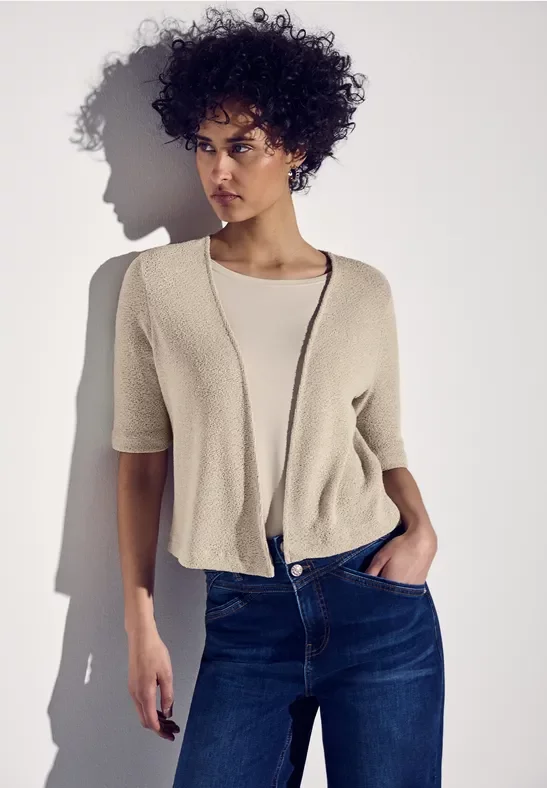 Street One Frauen Strick-Look Jacke in Beige, Gr: 46