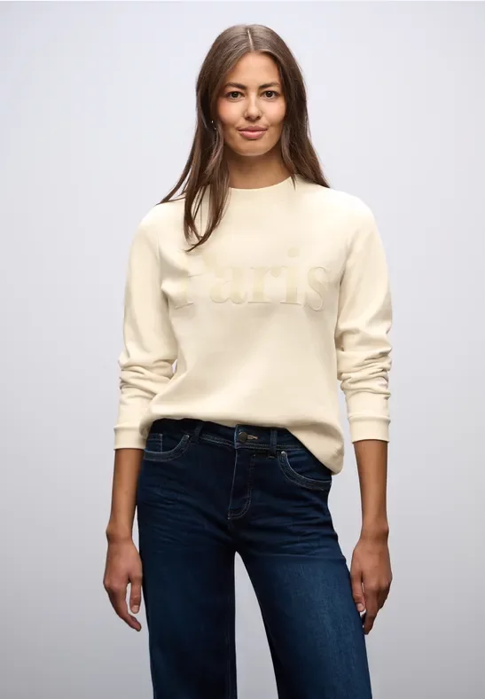 Thumbnail - Street One Frauen Sweatshirt mit Print in Beige, Gr: 34