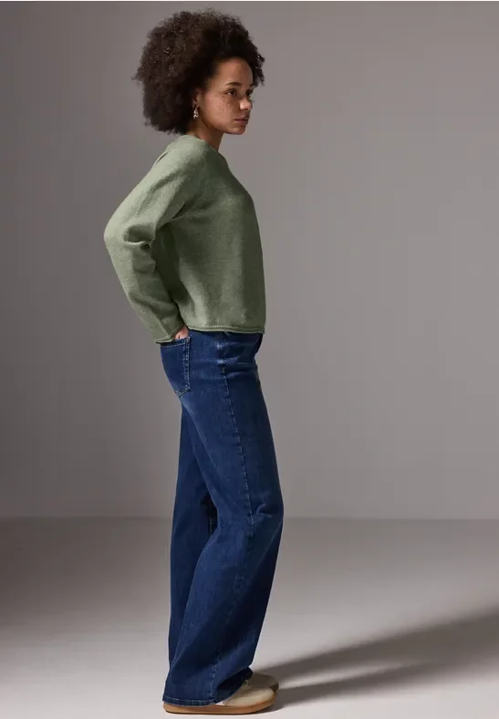 Street One Studio Frauen Rundhals-Pullover in Grün, Gr: 38