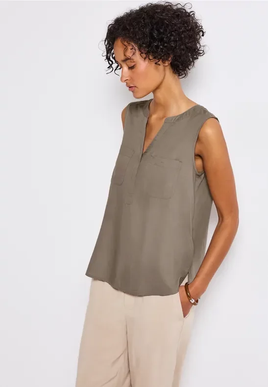 Thumbnail - Street One Frauen Blusentop mit Brusttaschen in Braun, Gr: 34