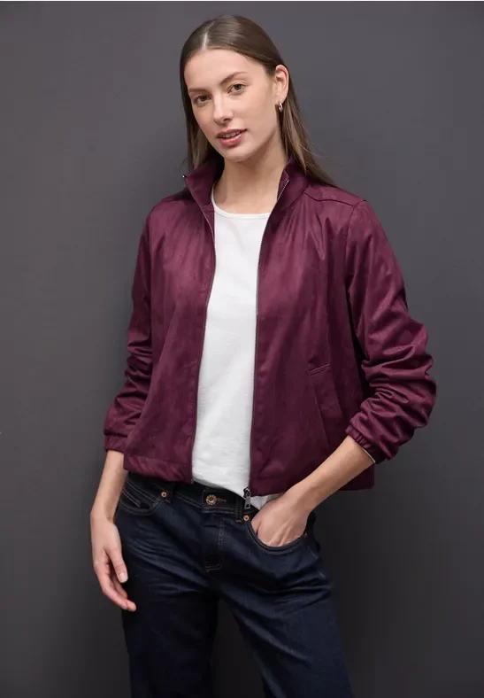 Thumbnail - Street One Frauen Kurze Velours Jacke in Rot, Gr: 36
