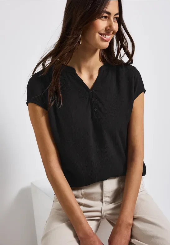 Street One Frauen Shirt im Tunika-Look in Schwarz, Gr: 34