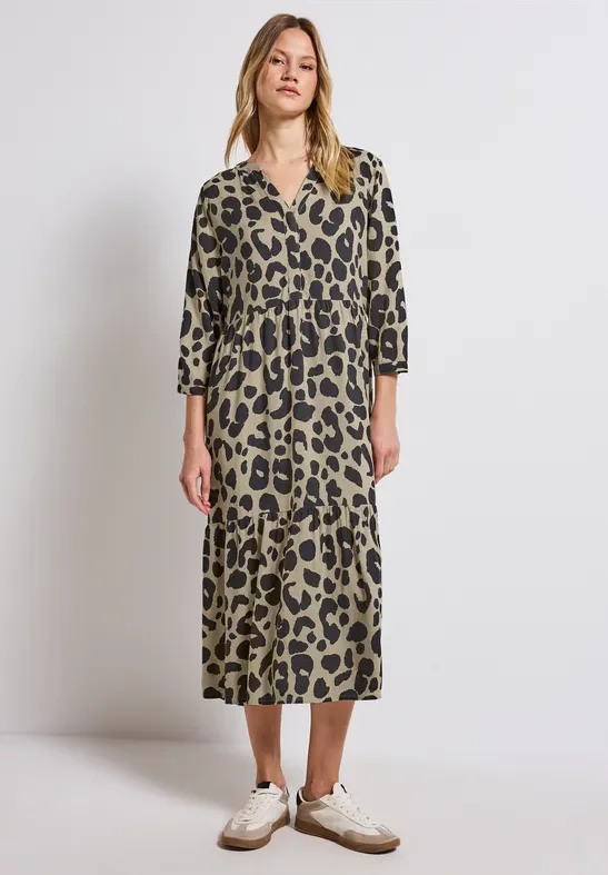 Thumbnail - Street One Frauen Gemustertes Volant-Kleid in Beige, Gr: 36