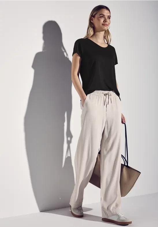 Street One Frauen Leinen-Look Shirt in Schwarz, Gr: 34