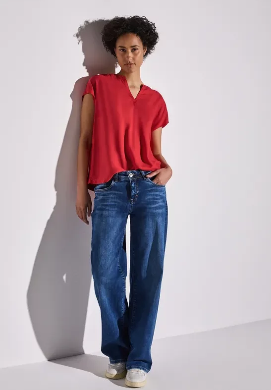 Thumbnail - Street One Frauen Bluse in Unifarbe in Rot, Gr: 40