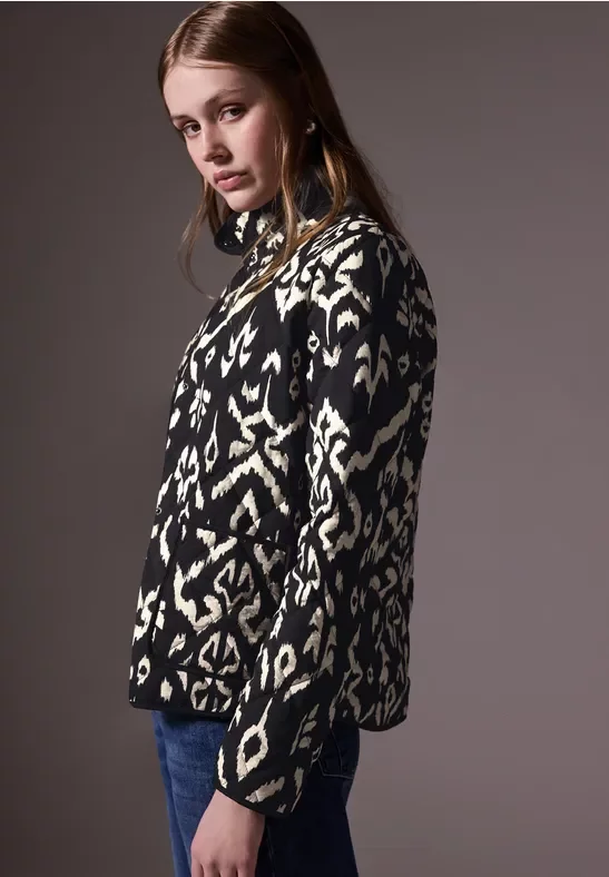 Street One Studio Frauen Bedruckte Steppjacke in Schwarz, Gr: 42