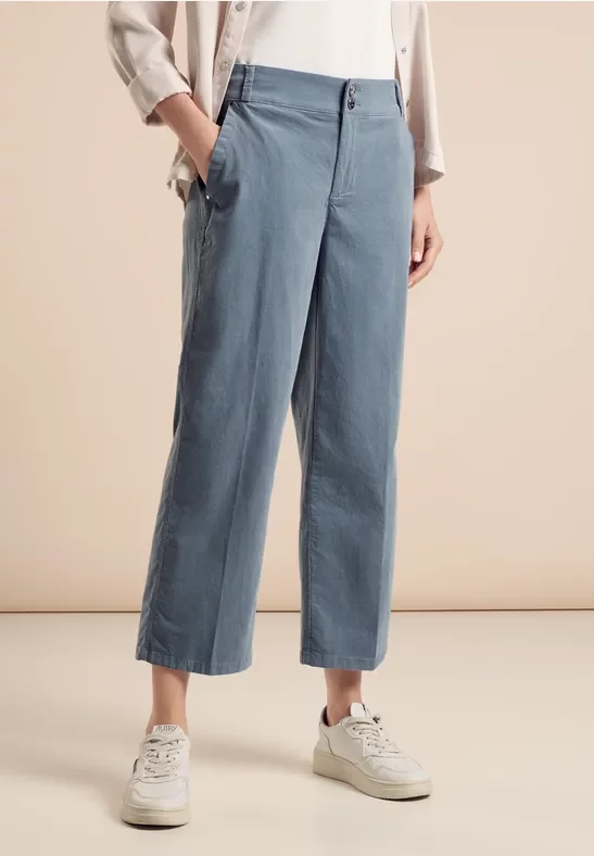 Street One Frauen Cordhose im Casual Fit in Blau, Gr: 46