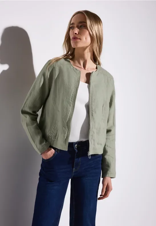 Street One Frauen Kurzer Blouson in Grün, Gr: 36