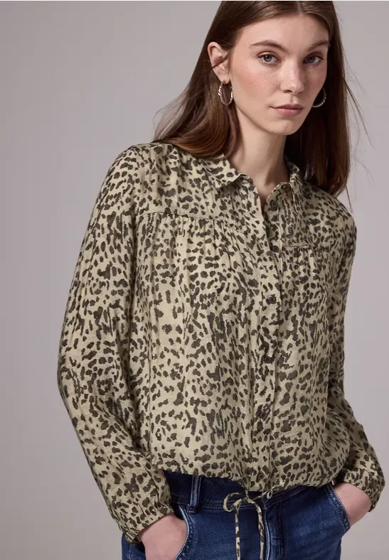 Street One Studio Frauen Bluse mit Leo-Muster in Braun, Gr: 34