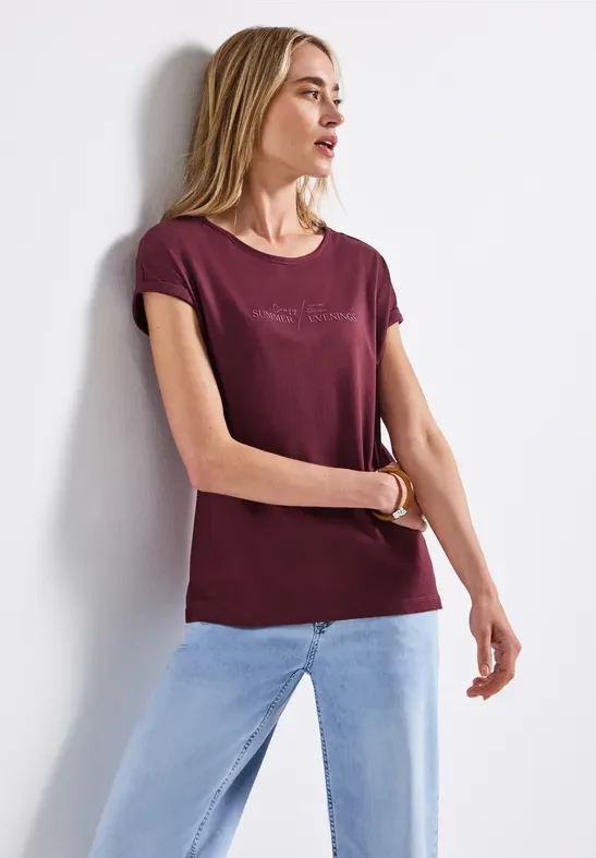 Street One Frauen Basic Shirt mit Print in Rot, Gr: 46
