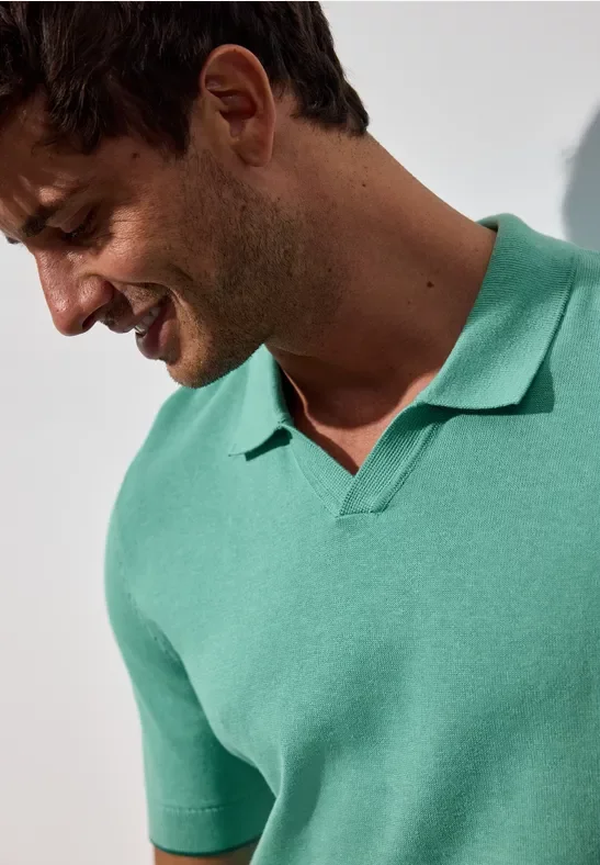 Street One MEN Männer Strick Poloshirt in Grün, Gr: S