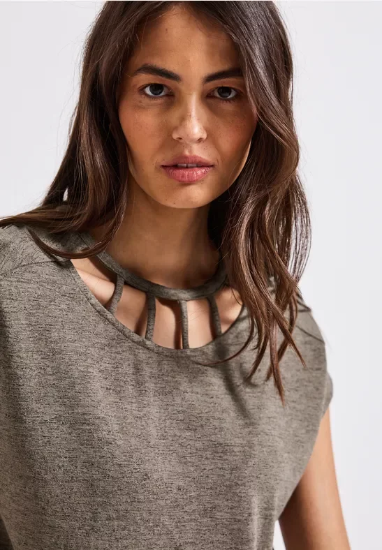 Street One Frauen Leinen-Look Shirt in Braun, Gr: 38