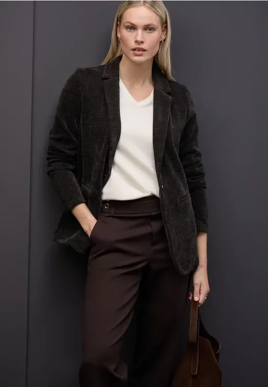 Street One Frauen Chenille Cord-Blazer in Braun, Gr: 38