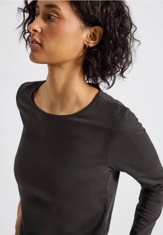 Street One Frauen Basic Langarmshirt in Braun, Gr: 34