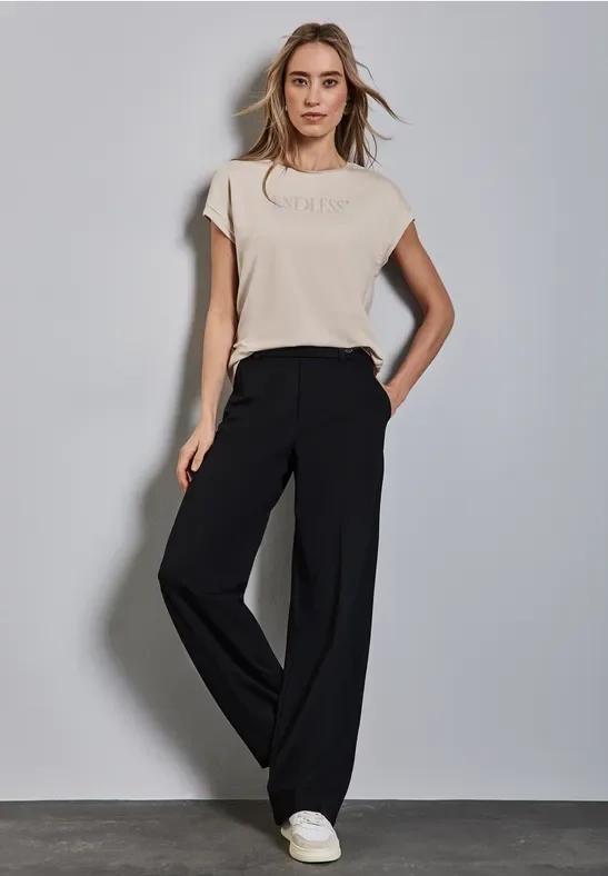 Street One Frauen Shirt mit Glitzer-Details in Beige, Gr: 34