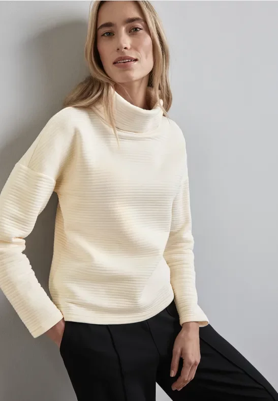 Street One Frauen Ottoman Shirt in Weiß, Gr: 46