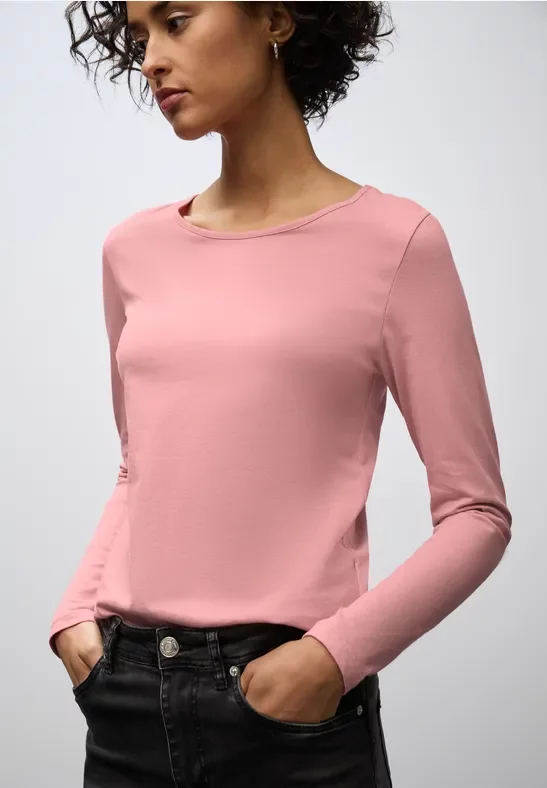 Street One Frauen Basic Langarmshirt in Rosa, Gr: 38