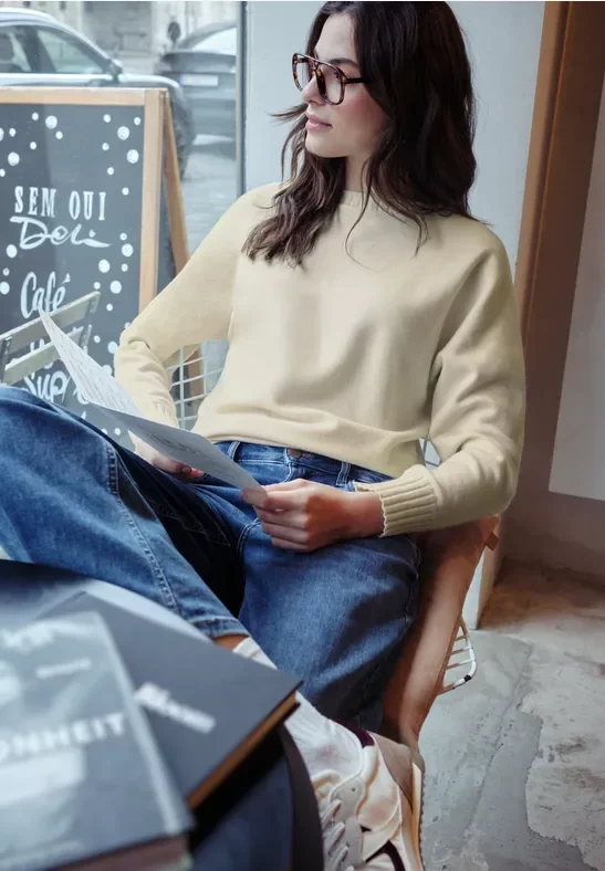 Street One Studio Frauen Dolman Pullover in Beige, Gr: 38