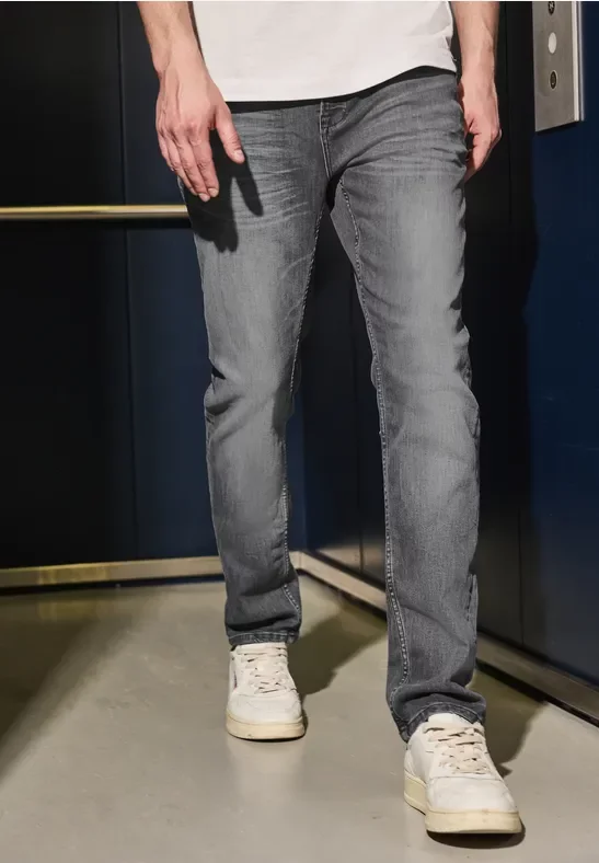 Thumbnail - Street One MEN Männer Graue Regular Fit Jeans in Grau, Gr: 28