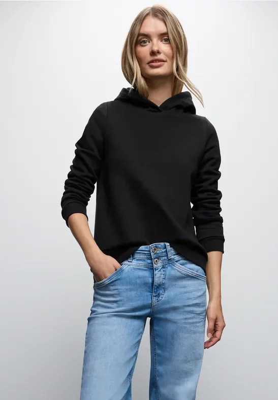 Street One Frauen Sweatshirt mit Kapuze in Schwarz, Gr: 36