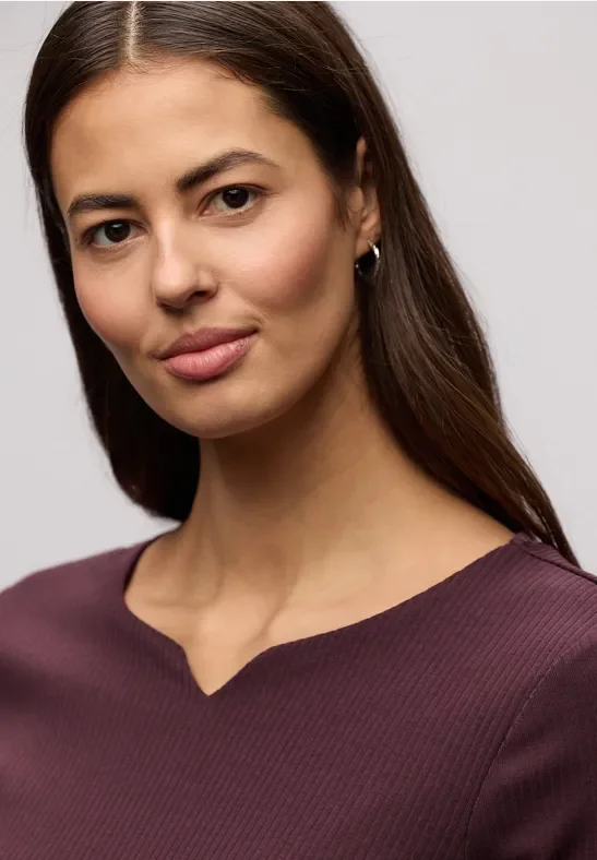 Street One Frauen Basic Shirt mit Rippstruktur in Rot, Gr: 40