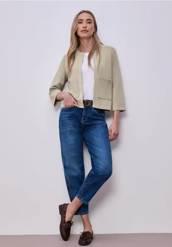 Street One Frauen 3/4-Arm Jacke im Silk-Look in Beige, Gr: 36