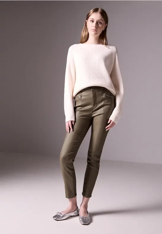 Street One Studio Frauen Hose im Leder-Look in Braun, Gr: 42