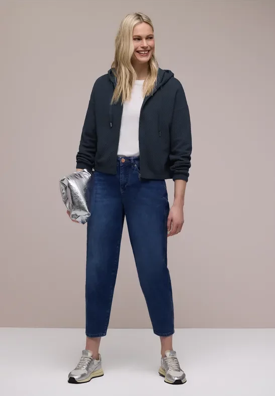 Street One Frauen Langarm Jacke mit Kapuze und Zipper in Blau, Gr: 44