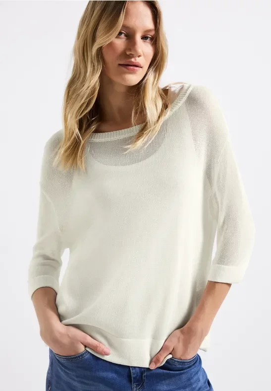 Street One Frauen Lässiger Pullover in Weiß, Gr: 40