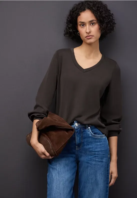 Thumbnail - Street One Frauen Silk-Look Shirt in Braun, Gr: 36