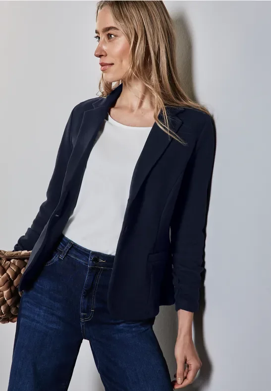 Street One Frauen Basic Blazer mit Raffungen in Blau, Gr: 44