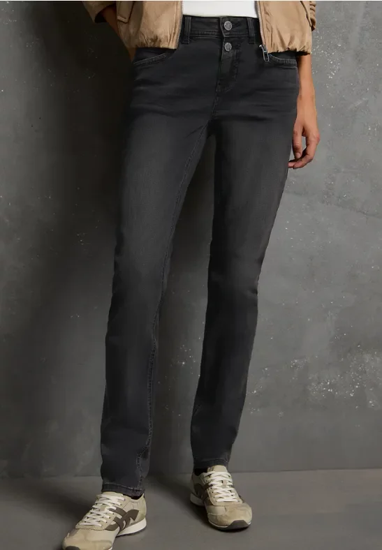 Street One Studio Frauen Casual Slim Fit Jeans in Schwarz, Gr: 36