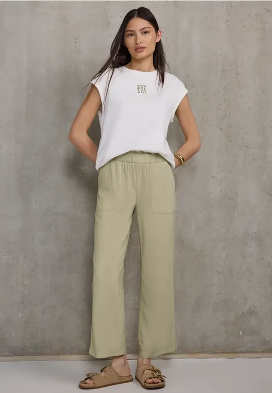 Street One Studio Frauen Culotte in Unifarbe in Grün, Gr: 46