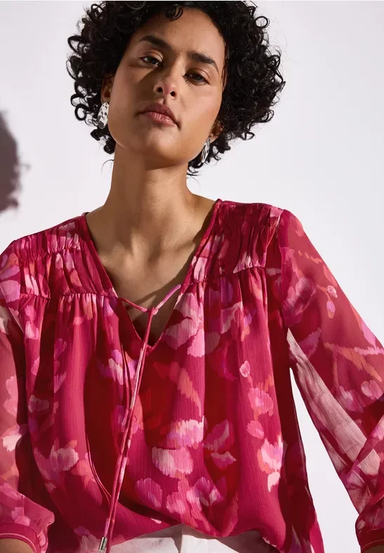 Thumbnail - Street One Frauen Chiffon-Tunika mit Raffung in Rot, Gr: 40