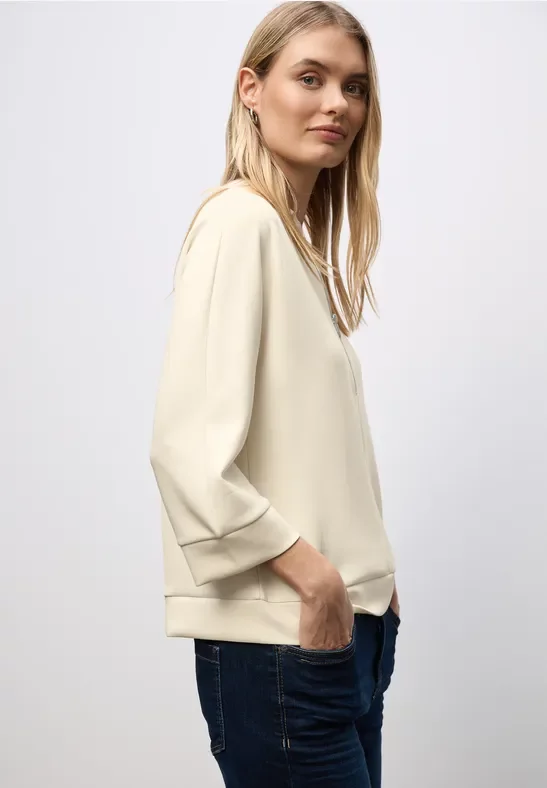 Street One Frauen Silk-Look Shirt mit Zipper in Beige, Gr: 42