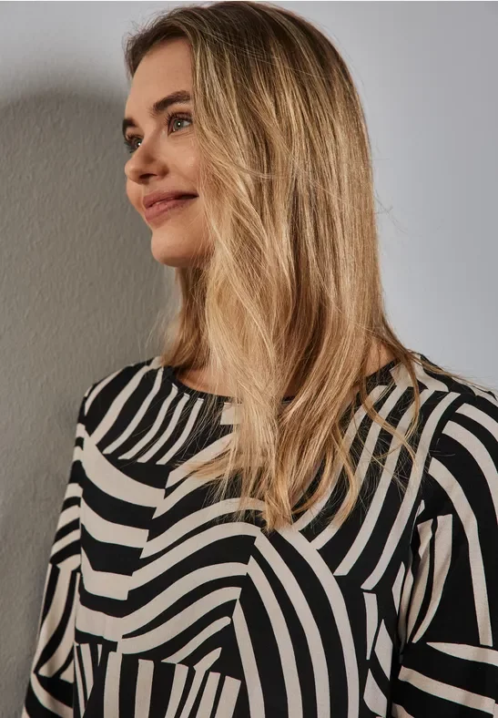 Thumbnail - Street One Frauen Bedrucktes Shirt in Schwarz, Gr: 34