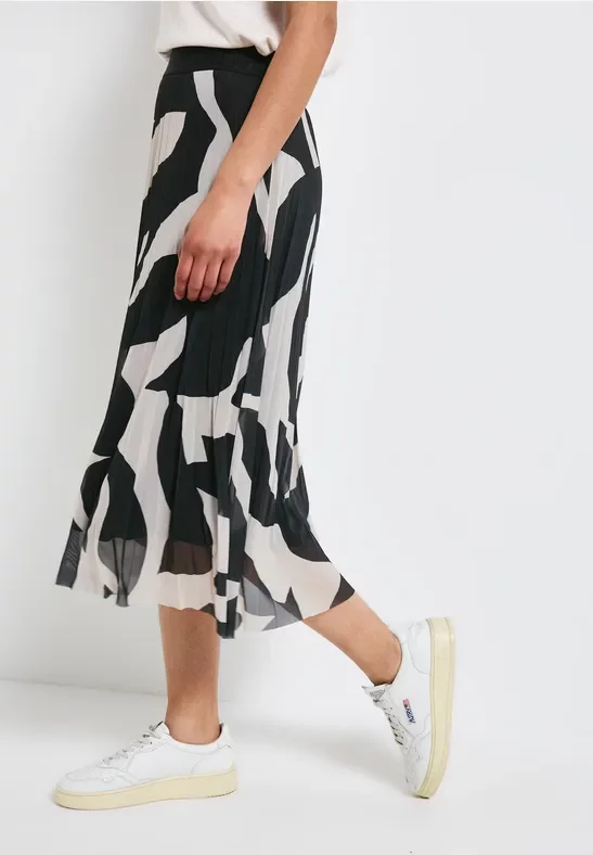 Street One Frauen Mesh Plissée Rock in Grau, Gr: 42