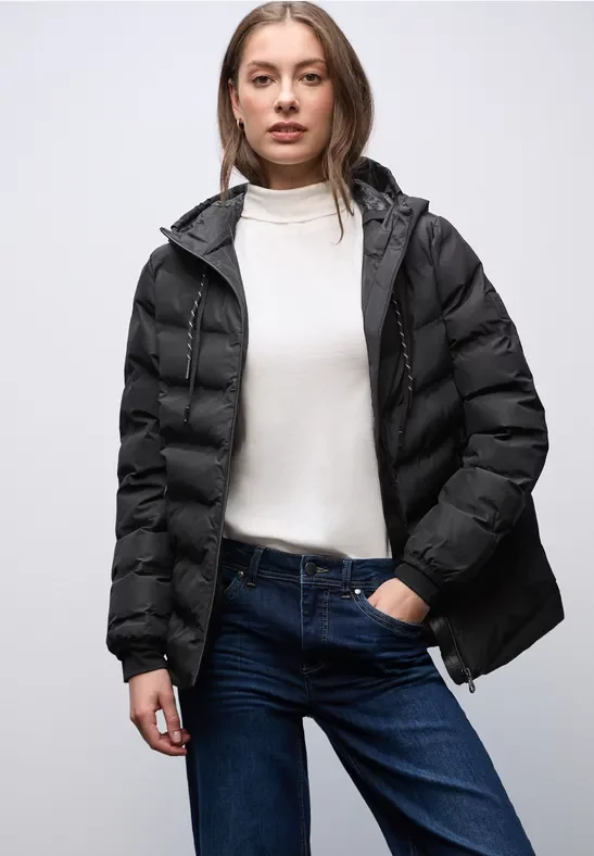 Street One Frauen Jacke mit geklebten Nähten in Schwarz, Gr: 44