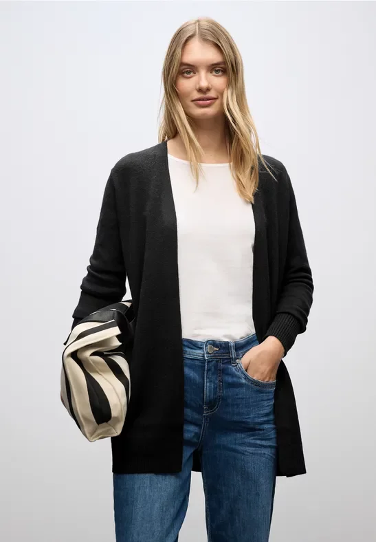 Street One Frauen Offener Cardigan in Schwarz, Gr: 38