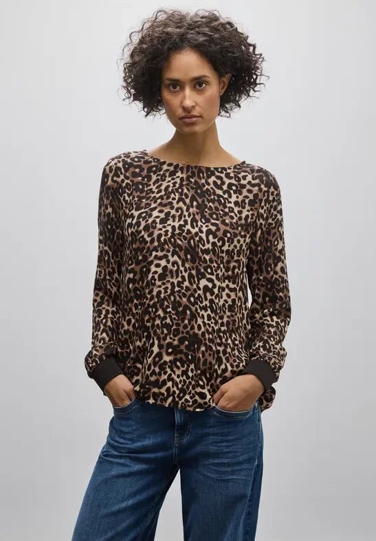 Thumbnail - Street One Frauen Bluse mit Leo-Muster in Braun, Gr: 42