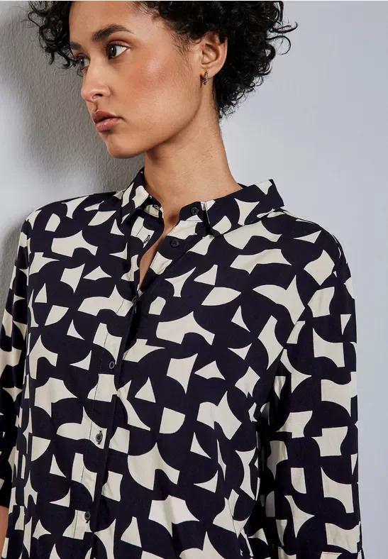 Street One Frauen Bedruckte Hemdbluse in Blau, Gr: 34