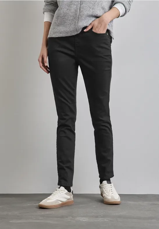Street One Frauen Denim Thermo-Jeggings in Schwarz, Gr: 34