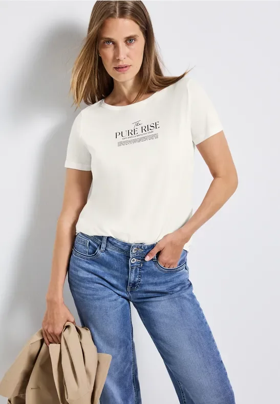 Thumbnail - Street One Frauen Shirt mit Wording Artwork in Weiß, Gr: 36