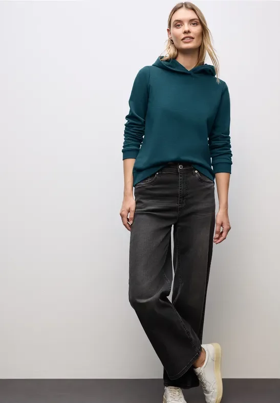 Street One Frauen Sweatshirt mit Kapuze in Türkis, Gr: 38