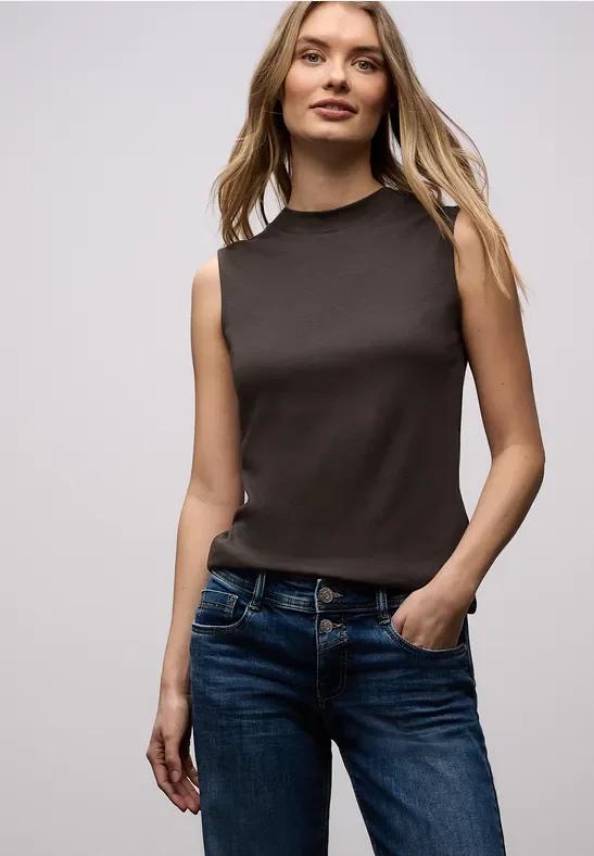 Street One Frauen Basic Top in Braun, Gr: 40