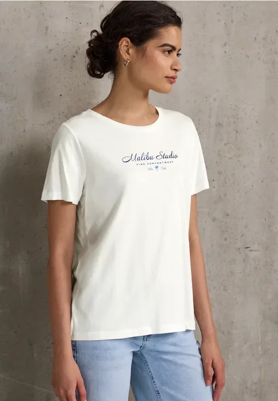 Thumbnail - Street One Studio Frauen Shirt mit Folienwording in Weiß, Gr: 34